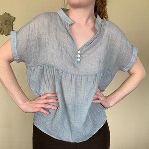 Light Blue Short Sleeve Blouse